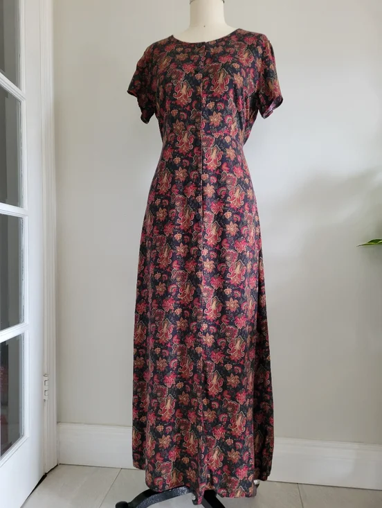 NORTHERN REFLECTIONS 90s floral paisley maxi dress with short sleeves - Picture 3 of 13